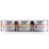 Booze-Infused Salts <p>This salt is also smoked, but gets an extra hit of fragrance and flavor from authentic, aged Kentucky bourbon. There are numerous other salts now on the market with boozy infusions, like cabernet and chardonnay wines, but the added bourbon flavor in this salt will go especially well with any foods that have already have a somewhat smoky or charred flavor to them, like grilled steaks and vegetables.</p>
<p><a href="http://bourbonbarrelfoods.com/shop/spices/bourbon-smoked-sea-salt-tin" target="_blank">bourbonbarrelfoods.com</a></p>