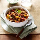 <p>South-of-the-border staples — cumin, chili powder, a can of fire-roasted tomatoes — turn up the heat on this single-saucepot supper. Hearty and healthy, it's thick with cannellini beans, ground turkey, and bell peppers</p><p><strong>Recipe:</strong> <a href="http://gogonow.org/recipefinder/turkey-bean-chili-recipe-ghk0112%22%3E%3Cstrong%3ETurkey-Bean Chili</strong></a></p>
