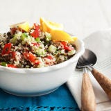 <p>Lentils, bulgur, and fresh vegetables in a minty, lemon dressing make a healthy warm-weather, side-dish salad.</p>
<p><strong>Recipe:</strong> <a href="http://gogonow.org/recipefinder/lentil-tabbouleh-recipe%22 target="_blank"><strong>Lentil Tabbouleh</strong></a></p>