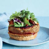 <p>This veggie burger is anything but boring. It's packed with spices, two different grains, edamame, and porcini mushrooms add a hearty meaty flavor.</p><br /><p><b>Recipe: <a href="/recipefinder/veggie-burgers-pomegranate-ketchup-recipe-fw0311" target="_blank">Veggie Burgers with Pomegranate Ketchup</a> </b></p>