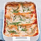 <p>The style is called free-form because the pasta can be arranged in different ways — for instance, folded over the filling — instead of traditionally layered. </p><p><b>Recipe: </b><a href="/recipefinder/free-form-sausage-three-cheese-lasagna-recipe" target="_blank"><b>Free-Form Sausage-and-Three-Cheese Lasagna</b></a></p>