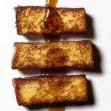 French Toast <p>The naming origins for this beloved brunch staple are a bit unclear. In an article posted by <i>Slate</i> in 2003, the popular magazine tried to answer the question, <a href="http://www.slate.com/id/2088426/" target="_blank">"Is French toast really French?"</a> What they found: The dish we know as French toast was probably first prepared in "French toast," which was likely prepared first during Medieval times. The term "French toast" first appeared in the book <i>The Accomplisht Cook</i> in 1660 (without egg in the recipe). Yet recipes using the simple combination of bread, eggs, and milk appear later as "Spanish Toast" and "German Toast." Thankfully we don't need to know the exact history of the name to enjoy the wonderful taste.</p><br />
<p><b>Try These Homemade Recipes: </b><br />
<a href="/recipes/cooking-recipes/french-toast"><b>Phenomenal French Toast Recipes from Martha Stewart</b></a><br />
<a href="/recipefinder/overnight-savory-french-toast-recipe"><b>Overnight Savory French Toast</b></a><br />
<a href="/recipefinder/peanut-butter-crunch-french-toast-recipe-7923"><b>Peanut Butter Crunch French Toast</b></a><br />
<a href="/recipefinder/overnight-savory-french-toast-recipe"><b>Overnight Savory French Toast</b></a></p>
