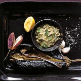 <p>Soft, smoky broiled eggplant yields a memorable dip when mixed with lemon juice, tahini, and fresh mint. Serve with matzo crackers and cucumber slices for dipping.</p><br /><p><b>Recipe:</b> <a href="/recipefinder/minted-baba-ghanoush-recipe" target="_blank"><b>Minted Baba Ghanoush</b></a></p>