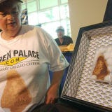 <b>Food:</b> Grilled Cheese<br />
<b>Looks Like:</b> Virgin Mary<br /><br />

In 2004, an internet casino purchased a 10-year-old grilled cheese sandwich that purportedly bore an image of the Virgin Mary's face through an eBay auction. The price they paid? $28,000. The sandwich's original owner, Diane Duyser, claimed the sandwich never went moldy after she made it in 1994. She told reporters in 2004 that she kept the sandwich in a plastic box.<br /><br />

<a href="/recipes/cooking-recipes/best-grilled-cheese-sandwich-recipes"><b>Try these 10 swoon-worthy grilled cheese sandwiches.</b></a>
