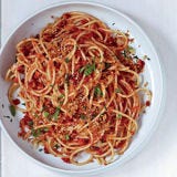 <p>This Mediterranean dish from Marcie Turney is quick, simple, and utterly delicious.</p><p><b>Recipe: </b><a href="/recipefinder/spaghetti-sun-dried-tomato-almond-pesto-recipe-fw0911" target="_blank"><b>Spaghetti with Sun-Dried-Tomato-Almond Pesto</b></a></p>