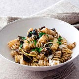 <p>Fresh lemon juice, garlic, goat cheese, and pinenuts are all employed to to compliment the roasted eggplant. The fusilli's shape is strong enough — and tasty enough — to hold its own amongst all these delectable ingredients.</p><p><b>Recipe: </b><a href="/recipefinder/fusilli-roasted-eggplant-goat-cheese-recipe" target="_blank"><b>Fusilli with Roasted Eggplant and Goat Cheese</b></a></p>