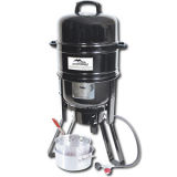 <p>Take all your kitchen appliances and toss them into one unit and you have the 7-in-1 Grill. This gizmo can steam, deep-fry, smoke, boil, grill, and mmm, what else? Oh — your flame can be propane powered or charcoal. Pretty cool. (<a href="http://www.masterbuilt.com/index.php/products/7-in-1-smoker-grill-black.html" target="_blank">masterbuilt.com</a>, $179.99)</p>