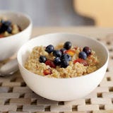 Three-Grain Cereal with Dates and Cinnamon <p>Chef Quinn Hatfield cooks big batches of pearled barley and quinoa to keep in his refrigerator for this hot cereal, which comes together in minutes. He also uses the grains in salads. The mixture of cinnamon and chopped dates makes this breakfast nicely sweet — no extra sugar needed.</p><p><b>Recipe:</b> <a href="http://gogonow.org/recipefinder/three-grain-cereal-dates-cinnamon-recipe-fw0711%22%3E%3Cb%3EThree-Grain Cereal with Dates and Cinnamon</b></a></p>