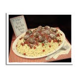 Mama's Meatballs <b>Bakery:</b> <a href="http://www.bing.com/search?q=Debbie+Does+Cakes+San+Francisco&qs=n&sk=&sc=1-31&form=delish"target="_blank">Debbie Does Cakes</a>, San Francisco, CA<br /><b>Cake Challenge:</b> Nonna's birthday. What do you make for an Italian grandma's birthday? A giant plate of homemade pasta, meatballs, and sauce, of course! The cheese is grated white chocolate, the meatballs are hand-rolled chocolate walnut truffles, and the spaghetti? Fondant made just like Mama would: one strand at a time. <br /><br /><b>Bing:</b> <a href="http://www.bing.com/images/search?q=meatball+cake&FORM=delish" target="_blank">See more meatball cakes</a> <br /><b>Search:</b> <a href="http://www.bing.com/search?q=meatball+cake&FORM=delish" target="_blank">Make your own</a> <br /><b>Find:</b> <a href="http://gogonow.org/search/fast_search_recipes?search_term=spaghetti+and+meatballs" target="_blank">Traditional spaghetti and meatball recipes</a>