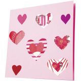 To make this pretty, patterned valentine, cut small heart shapes of varying sizes out of scraps of wrapping paper, scrapbook paper, origami paper or whatever you have around the house. Glue the hearts to a plain card of your choice, layering small hearts over larger ones.