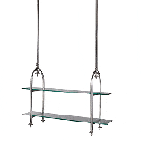<p>Stylishly handy — perfect over an island.</p> <br /><p> Europa Hanging Grocery Shelves, shown in polished nickel, $995. Howard Kaplan, <a href="http://www.howardkaplandesigns.com" target="_blank">howardkaplandesigns.com</a>.</p>
