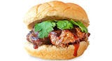 Stir together 1/3 cup hoisin sauce + 3 tablespoons sriracha. Divide among burgers. Top with fresh cilantro leaves.