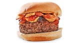Divide 3/4 cup crunchy peanut butter + 1/2 cup hot-pepper jelly among burgers. Top each with 2 slices cooked bacon.