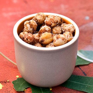 <p>To make these addictive snacks, Los Angeles's La Terza chef Jason Travi tosses canned chickpeas with flour, coriander, and cumin, then fries them. He loves popping them into his mouth while he's watching football.</p><b>Recipe: <a href="/recipefinder/crispy-chickpeas-recipe" target="_blank">Crispy Chickpeas</a></b>
