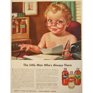 <p><b>Product:</b> Karo<br />
<b>This Ad Ran In:</b> 1942</p>

<p>With WWII underway, many companies adjusted their advertisements for the times. Karo ran this ad, which announced, "Our great syrup plants are operating at full speed 24 hours every day. And still the Army, the Navy and the housewife call for more and more as hard fighting, hard working Americans turn to Karo for sweetness, for flavor, for quick energy."</p>