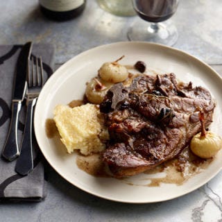 <p>"When I think of Piedmont, I think of rustic wild boar dishes," Marcia Kiesel says about the inspiration behind these slow-cooked pork shoulder chops, which she pairs with the region's robust Nebbiolos.
</p><br /><p><b>Recipe:</b> <a href="/recipefinder/braised-pork-chops-cipollini-olives-recipe-fw0112" target="_blank"><b>Braised Pork Chops with Cipollini and Olives</b></a></p>