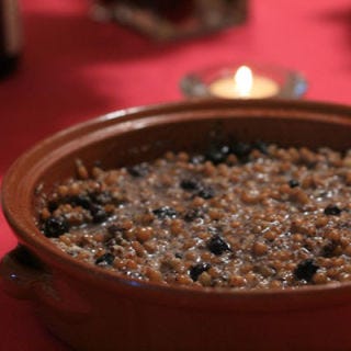Ukraine: Kutya (Kutia) <p>In Ukraine, adherents of the Ukrainian Orthodox church must stick to a strict diet during the Christmas holiday that excludes many items indulged in around the world, like those containing fat, sugar, and meat. Holiday dinner and special foods like kutya (pictured), which is sweetened with honey and includes ingredients like wheat, poppy seeds, and nuts, and cannot be enjoyed until the first star has appeared in the night sky.</p>