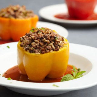 <p>Aromatic savory-and-sweet stuffed peppers are a satisfying supper, thanks to lean beef, brown rice, and bell pepper in each bite. Serve with rainbow chard sautéed with olive oil, garlic, and parsley.</p>
<p><strong>Recipe:</strong> <a href="../../../recipefinder/moroccan-style-stuffed-peppers-recipe-ew0312" target="_blank"><strong>Moroccan-Style Stuffed Peppers</strong></a></p>