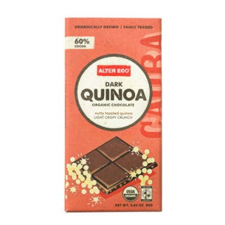 Brown rice and quinoa, whether toasted or puffed, has made its way into chocolate bars — giving chocolates a toasted flavor and a Nestlé Crunch-like consistency. One of our favorites? <a href="http://shop.alterecofoods.com/Dark-Quinoa-Chocolate--Organic/p/ALT-000042&c=AlterEco@Chocolate" target="_blank">Alter Eco Dark Quinoa</a> ($4) is 60 percent dark chocolate and studded with fluffy, melt-in-your-mouth quinoa puffs.