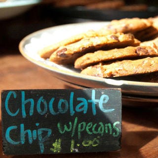 <p>When this retro-style bakery says it makes everything from scratch, it's not an exaggeration: The bakers even prepare their own brown sugar by adding fresh molasses to granulated white sugar. Their cookies — crisp on the edges, soft in the middle, with bittersweet chocolate chips — have a simple, back-to-basics look and taste.</p><p><a href="http://www.twofatcatsbakery.com" target="_blank"><i>twofatcatsbakery.com</i></a></p>
