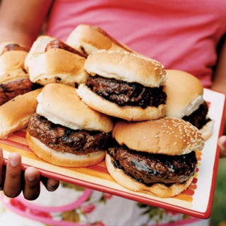 Glazed Bacon-and-Cheese Burgers <p>To give hamburgers a tasty boost your kids will love, consider adding crumbled bacon to the ground meat, a dash of Worcestershire sauce, or breadcrumbs and beaten egg yolk.</p>
<p><b>Recipe:</b> <a href="/recipefinder/glazed-bacon-cheese-filled-burgers-3071" target="_blank"><b>Glazed Bacon-and-Cheese Burgers</b></a></p>