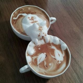 <p>This impressive work of latte foam art has been making its way around the Internet. Though its creator, <a href="https://twitter.com/george_10g" target="_blank">Kazuki Yamamoto</a>, has a penchant for sculpting foam, his work is by no means limited to it. Often moving from 2D to 3D in one cup, Yamamoto creates realistic portraits just as easily as towering foam giraffes.</p>
