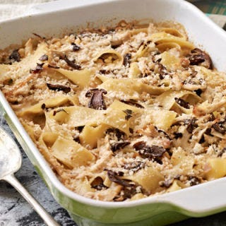 <p>Turning leftover Thanksgiving turkey into a hearty casserole studded with earthy mushrooms is a cozy solution to your overstuffed fridge.</p>
<p><strong>Recipe: <a href="http://gogonow.org/recipefinder/turkey-porcini-tetrazzini-recipe%22 target="_blank">Turkey-Porcini Tetrazzini</a></strong></p>