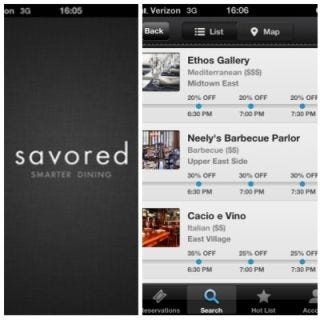 <p>Dining out doesn't have to break the budget with Savored, an app that finds you discounts at local restaurants. Currently in 10 major cities, Savored works with restaurant to fill their tables and make a night out within your budget. Just search for restaurants and the app will show you what reservation times are available and at what discount. It's that simple. <a href="http://savored.com" target="_blank"><i>savored.com</i></a></p>
<p><strong>For:</strong> iPhone and Android</p>
<p><strong>Price:</strong> Free</p>