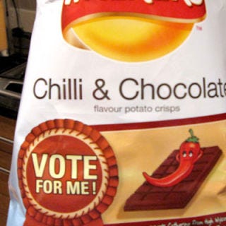 <p>Chiles and chocolate have been paired together for centuries, but they work better when turned into a beverage, or mole. On a potato chip? Simply bizarre.</p>
