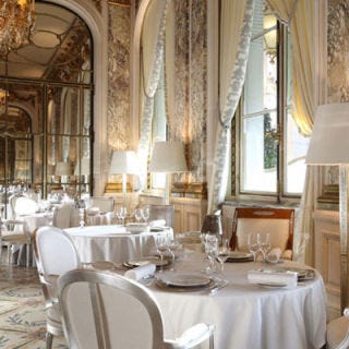 Famed chef Alain Ducasse makes our top 10 list twice this year. At <a href="http://www.dorchestercollection.com/en/paris/hotel-plaza-athenee" target="_blank">Le Meurice</a> in Paris, he knows how to put together a costly menu. His collection menu at Le Meurice costs a cool $509 U.S. (€380) per person for dinner, and his lunch menu will cost you $174 (€130), and those prices are before beverages, tax, and tip. While the food is outstanding, the ambience is arguably just as fantastic, as it was inspired by the Salon de la Paix at the Château de Versailles.