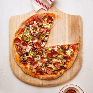 <p>If there's one thing that bachelors know beyond a doubt, it's that pizza and beer are a dream team. From light veggie pizzas to monstrous towers of meat and cheese, any pizza tastes better washed down with the light carbonation of a cold brew. If you're inviting friends over to watch a game, this decadent meat lovers' pizza is sure to please.</p>
<p><strong>Recipes: <a href="http://gogonow.org/recipefinder/meat-lovers-supreme-pizza-recipe-ghk1013%22 target="_blank">Meat Lovers' Supreme Pizza</a></strong> (pictured), <strong><a href="http://gogonow.org/recipefinder/grilled-tuscan-pizzas-recipe-122295%22 target="_blank">Grilled Tuscan Pizzas</a>, <a href="http://gogonow.org/recipefinder/arugula-pesto-pizzas-recipe-ghk0513%22 target="_blank">Arugula and Pesto Pizzas</a></strong></p>