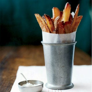<p>Fried or baked, we've paired this side with entrees of every shape and size. Still, nothing does it justice quite like being nestled, perfectly salted, next to a juicy burger. This version of crispy oven-baked fries are made with only one tablespoon of heart-healthy olive oil, making them low-fat, as well as delicious.</p>
<p><strong>Recipe: <a href="http://gogonow.org/recipefinder/oven-frites-ghk0108%22 target="_blank">Oven Frites</a></strong></p>