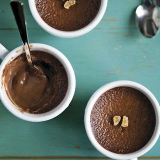 <p>Dig into toasted coconuts and melted dark chocolate adorned with crystallized ginger that will set perfectly on the dinner table, and even better in your stomach.</p>
<p>2 (14 ounces each) cans coconut milk<br />
8 egg yolks<br />
1/2 cup sugar<br />
3/4 cup dark chocolate<br />
2 tablespoons crystallized ginger, finely chopped</p>
<p>Heat oven to 300°F. Arrange eight (6-oz) ceramic or ovenproof ramekins in a baking dish with sides at least 2 inches high.</p>
<p>Heat coconut milk over medium heat until steaming. Be careful not to heat too quickly or the milk will scorch the bottom of the pan. Meanwhile, in a stainless steel bowl, whisk together egg yolks and sugar until smooth. Once coconut milk is steaming, remove from heat, add chocolate, and whisk until chocolate has melted completely. Slowly pour the milk mixture into the egg mixture, whisking constantly, to allow the milk to gradually bring up the temperature of the yolks so they don't scramble. Once the mixture is smooth, pour it into the ramekins. Sprinkle on ginger, distributing evenly.</p>
<p>Place baking dish on the middle rack of the oven. Pour enough water in the pan to come ½ to ¾ of the way up the outside of the ramekins. Bake until just set, 40 to 50 minutes. If you lightly jiggle the pan, the pots de crème should all move as one (like Jell-O). You can insert the tip of a stainless steel knife into the center to check that it comes out clean, or take the internal temperature with a thermometer, which should read 180 degrees F.</p>
<p>Serve hot or cold.</p>
<p><b>Recipe excerpted from:</b> <i>Sweet Cravings: 50 Seductive Desserts for a Gluten-Free Lifestyle</i> by Kyra Bussanic; © 2013 Ten Speed Press <a href="http://search.barnesandnoble.com/booksearch/isbnInquiry.asp?EAN=9781607743606&lkid= J25249592&pubid=K125307&byo=1" target="_blank">Buy the book</a></p>