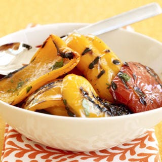 <p>Fresh, roasted, or dried and ground into complex sauces and pastes, peppers add color to Moroccan dishes as well as good nutrition: All types are rich in vitamins A and C, fiber, folate, beta carotene, and vitamin K. Red peppers also deliver lycopene, as well as lutein and zeaxanthin — protective against macular degeneration.</p><br />
<p><b>Recipes: </b><a href="/recipefinder/grilled-peppers-ghk" target="_blank"><b>Grilled Peppers</b></a> (pictured)<br />
<a href="/recipefinder/beef-rice-stuffed-peppers-recipe-wdy021" target="_blank"><b>Beef and Rice Stuffed Peppers</b></a></p>

