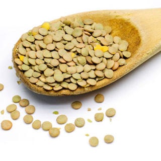 <p>Hearty lentils are delicious and nutritious: a half cup offers 3.3 mg of iron and 115 calories.</p><br />
<p><b>Recipes: </b><br /><a href="/recipefinder/lentils-vinaigrette-recipe-7983" target="_blank"><b>Lentils Vinaigrette</b></a><br />
<a href="/recipefinder/eggplant-lentil-bulgur-salad-recipe-8008" target="_blank"><b>Eggplant, Lentil, and Bulgur Salad</b></a></p>
