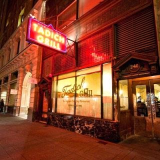 Tadich Grill <p><b>Date Opened:</b> 1849</p>
<p><b>Location:</b> San Francisco, CA</p>
<p>San Francisco's oldest restaurant opened during the height of the Gold Rush, when thousands headed west in hopes of striking it rich. Initially a coffee stand, the restaurant has been the Tadich Grill since employee John Tadich bought it in 1887. The eatery claims to be the first U.S. restaurant to <a href="/search/fast_search_recipes/?search_term=&mainingredients1=Fish&mealtype=&cuisine=&course=&foodtype=&caloriecount=&totaltime=&specialoccasion=&partytype=&preparationtechnique=Broil&levelofdifficulty=&oventemperature=&lifestyle=&x=54&y=2" target="_blank">broil seafood</a> over mesquite charcoal, a cooking method the Croatian owner used back home. The original mahogany bar has survived earthquakes, fires, and a number of location changes.</p>