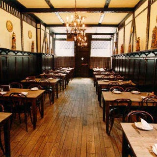 Peter Luger <p><b>Date opened:</b> 1887</p>
<p><b>Location:</b> Brooklyn, NY</p>
<p>Named Zagat's favorite steakhouse in NYC for 26 years, Peter Luger was Luger-family-owned until the 1940s, when Sol Forman, a member of the neighborhood and patron, jumped at the chance to buy one of his favorite restaurants. Menus are available upon request, but most opt for the colossal broiled <a href="/recipefinder/grilled-porterhouse-steak-summer-vegetables-recipe" target="_blank">porterhouse</a>, accompanied by steakhouse standards like <a href="/recipefinder/creamed-spinach-side-dish-recipes" target="_blank">creamed spinach</a>, an <a href="/recipefinder/quick-russian-dressing-recipe-ghk0610" target="_blank">iceberg wedge salad</a>, and thick-cut <a href="/recipes/cooking-recipes/bacon" target="_blank">bacon</a>.</p>