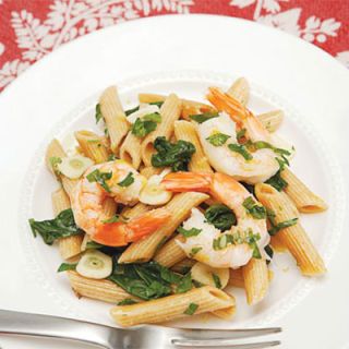 This pasta dish is fast, easy, and flavorful.<br /><br /> <b>Recipe</b> <b>: <a href="/recipefinder/jodie-boehms-scrumptious-shrimp-and-spinach-pasta"target="_new">Shrimp and Spinach Pasta</a> (pictured)</b><br /><br />
<b>More Recipes:<br />
<a href="/recipefinder/linguine-swiss-chard-garlic-218"target="_new">Linguine with Swiss Chard and Garlic</a><br />
<a href="/recipefinder/green-minestrone-recipe-7773"target="_new">Green Minestrone</a></b>