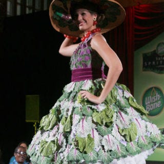 <b>Creator:</b> <a href="http://www.bing.com/search?q=Season+4+Project+Runway+&go=&qs=n&sk=&sc=3-24&form=delish" target="_blank">Season 4 "Project Runway"</a> finalist <a href="http://www.bing.com/search?q=Chris+March&qs=n&sk=&sc=8-11&form=delish" target="_blank">Chris March</a><br /><b>Delicious Details:</b> A couture, one-of-kind dress made from just $50 worth of lettuce? If anyone can do it, it's outrageous costume designer Chris March. The dress, among others, was personally requested by <a href="http://www.bing.com/search?q=Wish-Bone+&qs=n&sk=&sc=8-10&form=delish" target="_blank">Wish-Bone</a> to promote its line of spray-bottle salad dressings.<br /><br /><b>Bing:</b> <a href="http://www.bing.com/videos/search?q=Chris+March&qpvt=Chris+March&FORM=delish" target="_blank">Watch clips of Chris March</a> <br /><b>Find:</b> <a href="http://gogonow.org/search/fast_search_recipes?search_term=salad+dressing+recipes" target="_blank">Tasty salad dressing recipes</a> <br /><br />Toss together a salad of your own. Try these recipes: <a href="/recipes/cooking-recipes/fresh-filling-salad-recipes" target="_blank"><b>7 Fresh and Filling Salads</b></a>