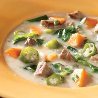 <p>Jamaican pepperpot soup is usually a long-simmered preparation made with tough cuts of meat and vegetables. This version uses quick-cooking sirloin instead to get it on the table fast. If you're not a fan of beef, try the soup with shrimp.</p><br />
<p><b>Recipe: </b><a href="/recipefinder/quick-pepperpot-soup-recipe" target="_blank"><b>Quick Pepperpot Soup</b></a></p>