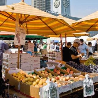 San Francisco restaurants have a passion for figs. At the <a href="http://www.ferrybuildingmarketplace.com/farmers_market.php" target="_blank"><b>Ferry Plaza Farmers' Market</b></a>, many of the city's chefs get those delicious fruits, as well as mushrooms, olives (and olive oils), Meyer lemons, and other fresh California produce. The nearly 90 vendors are at the market on Tuesdays, Thursdays, and Saturdays.<br /><br /><b>Recipe:</b> <a href="/recipefinder/poached-figs-apricots-cherries-recipe-tdg0910" target="_blank"><b>Poached Figs, Apricots, and Cherries</b></a>