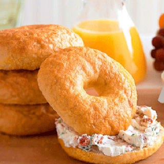 <p>Fresh-made bagels can stand on their own or take a savory turn with a spread of <a href="/recipefinder/bacon-scallion-cream-cheese-3340" target="_blank"><b>Bacon-Scallion Cream Cheese</b></a>.</p><br />
<p><b>Recipe: </b><a href="/recipefinder/homemade-bagels-3294" target="_blank"><b>Homemade Bagels</b></a></p>