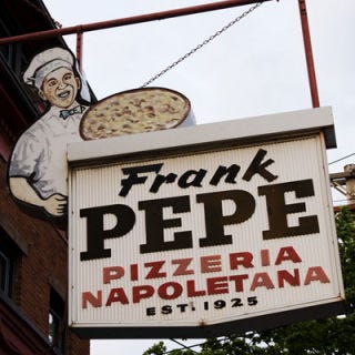 I-95, Connecticut <p><b>Pit Stop:</b> <a href="http://www.pepespizzeria.com/" target="_blank">Frank Pepe's</a>, 157 Wooster Street, New Haven, CT, (203) 865-5762</p><br /><p>As you're passing through New Haven, you will get a whiff of bubbling, beautifully charred Neapolitan pizzas wafting from just west of the highway. That would be Frank Pepe's, a Connecticut — if not a New England — institution. </p><p><b>Road Tip:</b> The white clam pizza is a <i>must</i>.</p>