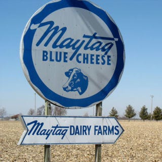 I-80, Iowa <p><b>Pit Stop:</b> <a href="http://www.maytagdairyfarms.com/aspx/welcome.aspx" target="_blank">Maytag Dairy Farms</a>, 2282 E 8th Street North, Newton, IA, (641) 792-1540</p><br /><p>If you're a cheese lover riding along Interstate 80, Maytag Dairy Farms is a must stop. Located about 60 miles from Iowa State University, the dairy has been making its celebrated <a href="http://gogonow.org/recipefinder/blue-cheese-potato-cake-4273%22 target="_blank"><b>Maytag Blue Cheese</b></a> since 1941 using the University's method of hand crafting small-batch cheese from sweet cow's milk.</p> <p><b>Road Tip:</b> Just about 20 miles away in Sully, you can fill up on homestyle cooking at <a href="http://www.coffeecupcafe.com/" target="_blank">Coffee Cup Cafe</a>.</p>