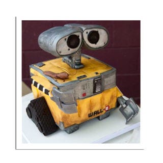 Wall-E <b>Bakery:</b> <a href="http://www.bing.com/search?q=I+Dream+of+Cake%2C+San+Francisco&qs=n&sk=&sc=1-30&form=delish" target="_blank">Fleur de Lisa Cakes</a>, Santa Rosa, CA<br /><b>Cake Challenge:</b> 5th birthday bash. What five-year-old — or <a href="http://www.bing.com/search?q=Pixar&qs=n&sk=&sc=8-5&form=delish" target="_blank">Pixar</a> fan for that matter — wouldn't want an adorable <a href="http://www.bing.com/movies/search/overview?q=WALL-E&id=d0fc3c80-2c5d-4ab9-a6ff-3232c8fa0d4b&FORM=delish" target="_blank"><i>Wall-E</i></a> cake at his birthday party? <br /><br /><b>Bing:</b> <a href="http://www.bing.com/images/search?q=Wall+E+cake&qpvt=Wal%20E%20cake&FORM=delish" target="_blank">See other 'Wall-E' cake photos</a> <br /><b>Search:</b> <a href="http://www.bing.com/search?q=wall+e+cake&FORM=delish" target="_blank">Make your own</a> <br /><b>Find:</b> <a href="http://www.bing.com/search?q=robot+cake&qs=n&sk=&sc=8-9&form=delish" target="_blank">Get other robot cake ideas</a>