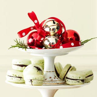 <p>These light, fluffy cookies get in the holiday spirit with a layer of chocolate and a couple drops of green food coloring.</p>
<p><b>Recipe: <a href="http://gogonow.org/recipefinder/christmas-macarons-recipe-ghk1212%22%3EChristmas Macarons</a></b></p>