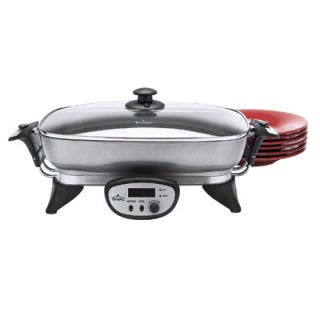Rival's 16" Digital Skillet with Removable Pan S16SG ($69.99) is roomy enough for half a dozen pork chops or a family-size stew. Electronic controls ensure even cooking, and the dishwasher-friendly pan looks so good, it can double as a serving dish.