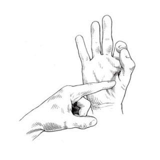 Form the "okay" sign, touching the tip of your thumb to the tip of your forefinger. The pad of flesh at the base of your thumb will feel soft and squishy — exactly the same way a rare steak feels when you poke the top with your forefinger. Now move the tip of your thumb to the tip of your middle finger: That's medium-rare. Thumb to the tip of your ring finger: medium. Thumb to pinkie: well-done.