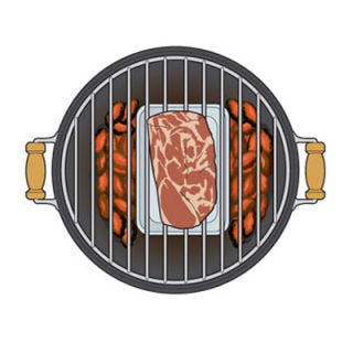 Solves several potential problems: Large or tough foods have time to cook through without burning. Fatty foods don't cause flare-ups. And because you measure the cooking time in hours, you don't have to worry about split-second timing. To set up a charcoal grill for indirect grilling, light the coals (ideally, lump charcoal) in a chimney starter and dump or rake them into two mounds at opposing sides of the grill. Place an aluminum drip pan in the center. (The pan serves to catch the dripping fat, while obliging you to configure your fire the correct way for indirect grilling.) Next, place the food to be grilled in the center of the grill, away from coals, over the drip pan. Close the lid and adjust the vent holes (more air, hotter fire; less air, cooler fire) to obtain the desired temperature — usually moderate (300 to 350 degrees) for roasting whole poultry or pork shoulder. The ultimate meat for indirect grilling is that barbecue icon of the Carolinas: pork shoulder (sometimes called Boston butt). The relatively high heat (higher than the true low and slow barbecue of the American South) produces succulent meat with a crackling-crisp crust, while deftly eliminating the risk of flare-ups.