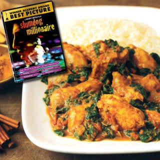 <p><i>(Best Picture, 2009)</i></p>

<p><b>Recipes: <a href="/recipefinder/indian-spiced-chicken-spinach-recipe-7719" target="_blank">Indian-Spiced Chicken and Spinach</a></b> (pictured)<br />
<a href="/recipefinder/gingery-chickpea-tomato-stew-recipe" target="_blank">Gingery Chickpea and Tomato Stew</a><br />
<b><a href="/recipefinder/grilled-tandoori-fish-chips-recipe" target="_blank">Grilled Tandoori Fish and Chips</a></b></p>
<p>India swirls with lush colors as Jamal Malik recalls the story of his life in Mumbai, from hard-luck orphan to game-show contestant poised to win 20 million rupees. We imagine the rich tapestry of flavors, sights, and smells, and crave the spicy curries, seafood, and coconut for which West Central India is famous.</p>